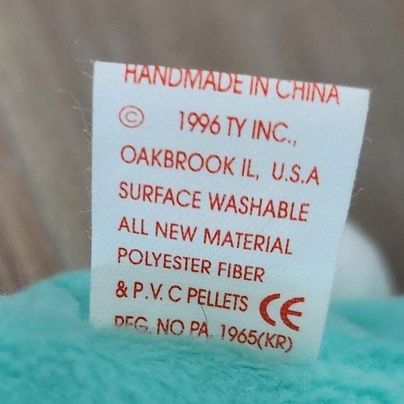 π° TY Beanie Baby β "Hippity" the Aqua Plush Bunny (1996) β Vintage Collectible - Picture 12 of 13